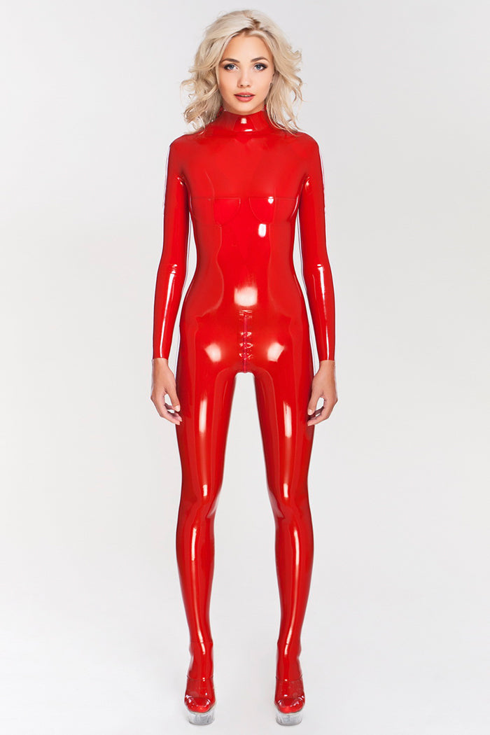 Latex Catsuit With Cups And Closed Feet Brightandshiny 5994